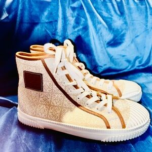 Loewe Cream and White Patterned High-Tops